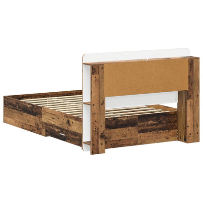vidaXL Bed Frame with Storage Old Wood 120 x 190 cm Engineered Wood