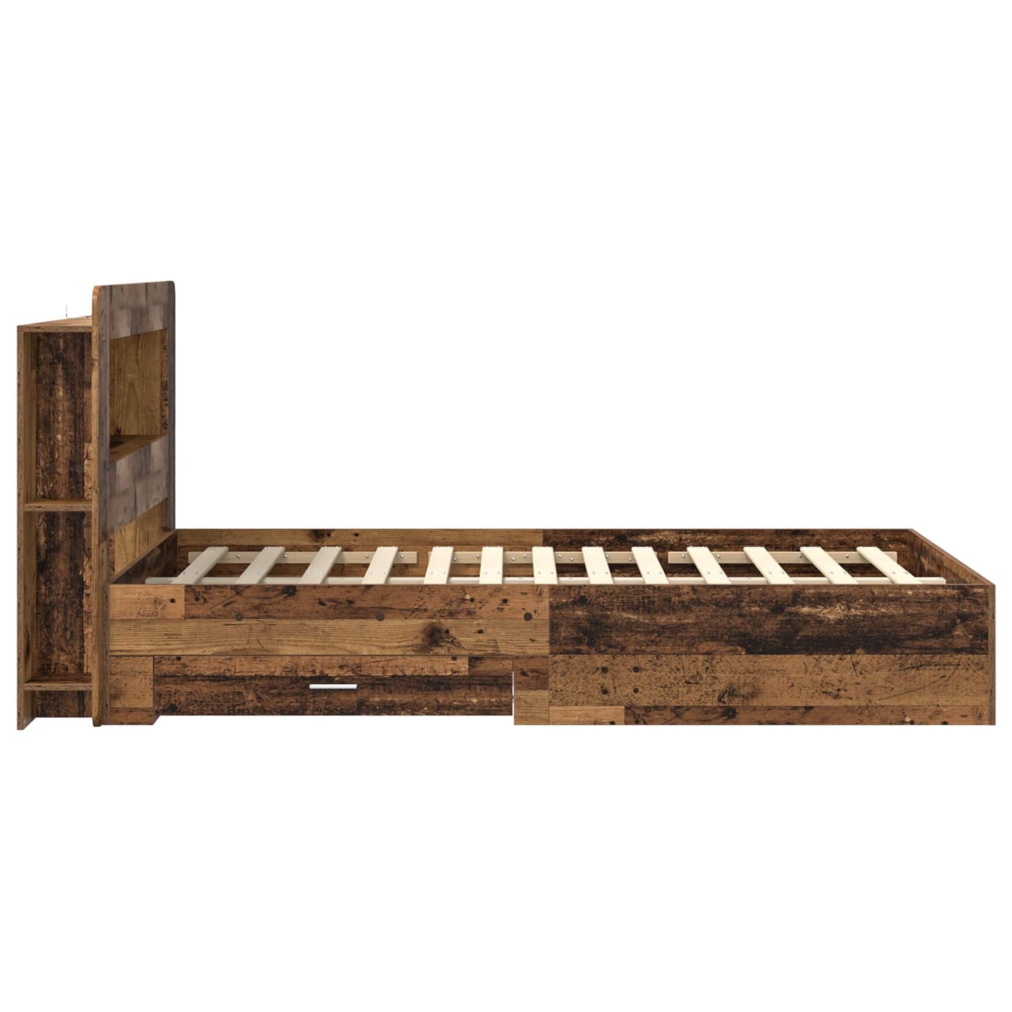vidaXL Bed Frame with Storage Old Wood 120 x 190 cm Engineered Wood