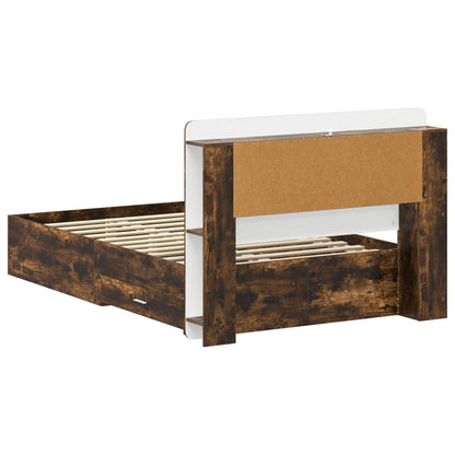 vidaXL Bed Frame with Storage Smoked Oak 120 x 190 cm Engineered Wood