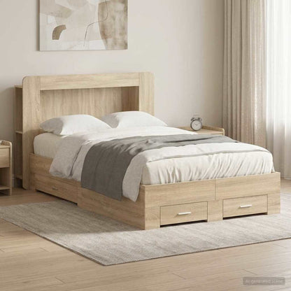 vidaXL Bed Frame with Storage Sonoma Oak 120 x 200 cm Engineered Wood