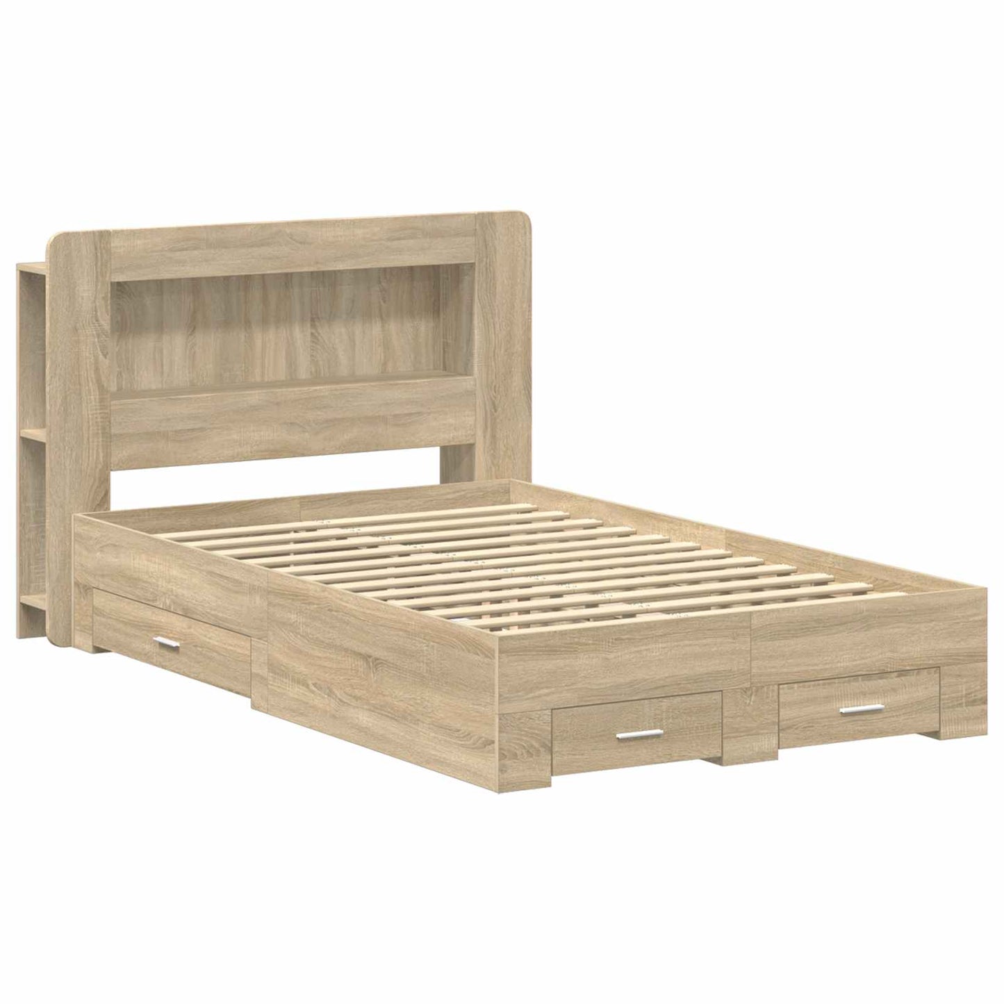 vidaXL Bed Frame with Storage Sonoma Oak 120 x 200 cm Engineered Wood