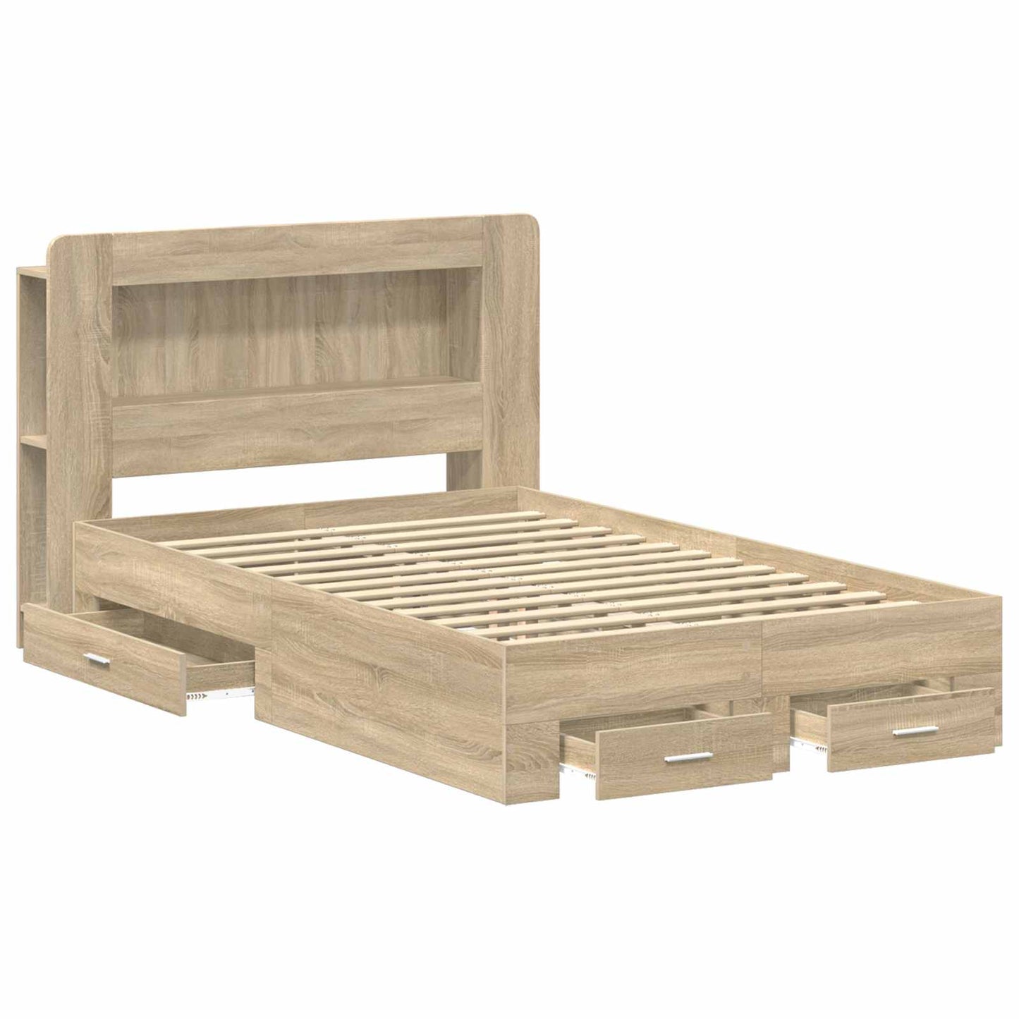 vidaXL Bed Frame with Storage Sonoma Oak 120 x 200 cm Engineered Wood
