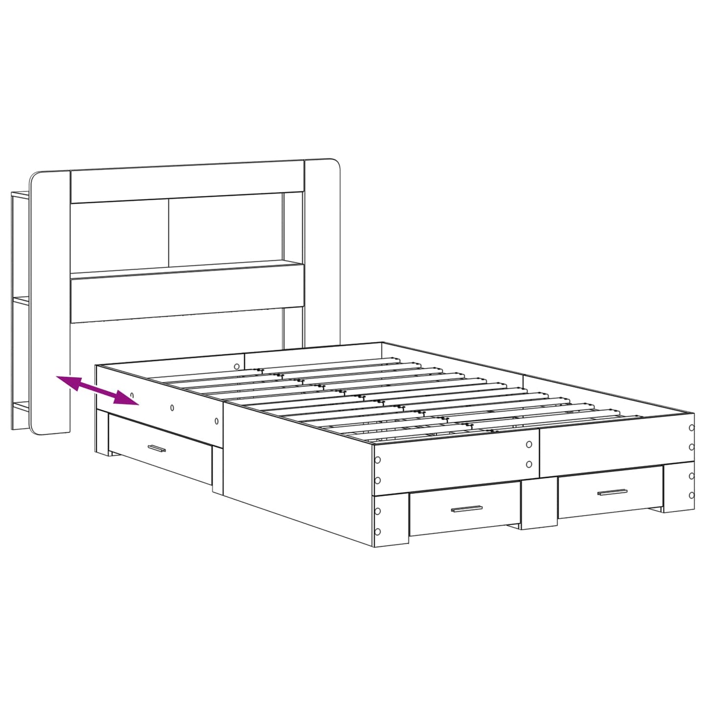vidaXL Bed Frame with Storage Sonoma Oak 120 x 200 cm Engineered Wood