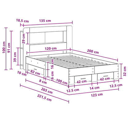 vidaXL Bed Frame with Storage Sonoma Oak 120 x 200 cm Engineered Wood