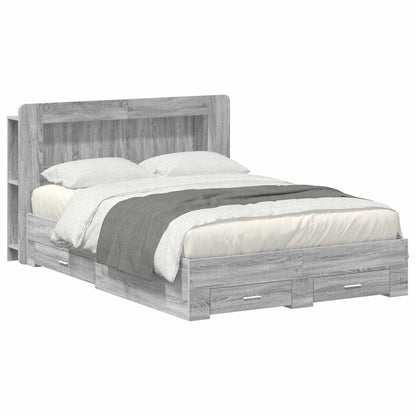 vidaXL Bed Frame with Storage Grey Sonoma 140 x 200 cm Engineered Wood