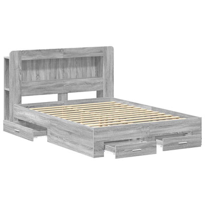 vidaXL Bed Frame with Storage Grey Sonoma 140 x 200 cm Engineered Wood