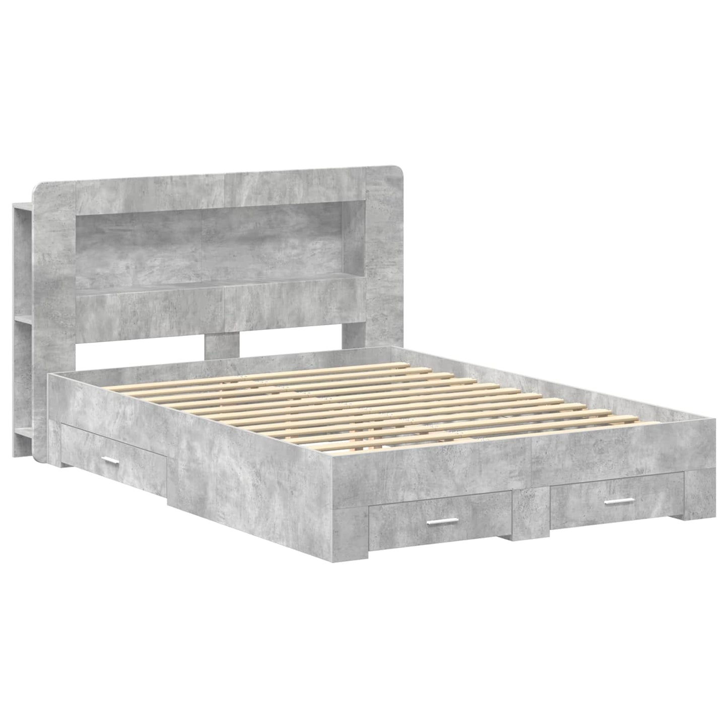 vidaXL Bed Frame with Storage Concrete Grey 150 x 200 cm