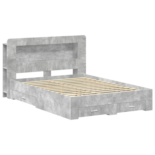 vidaXL Bed Frame with Storage Concrete Grey 150 x 200 cm