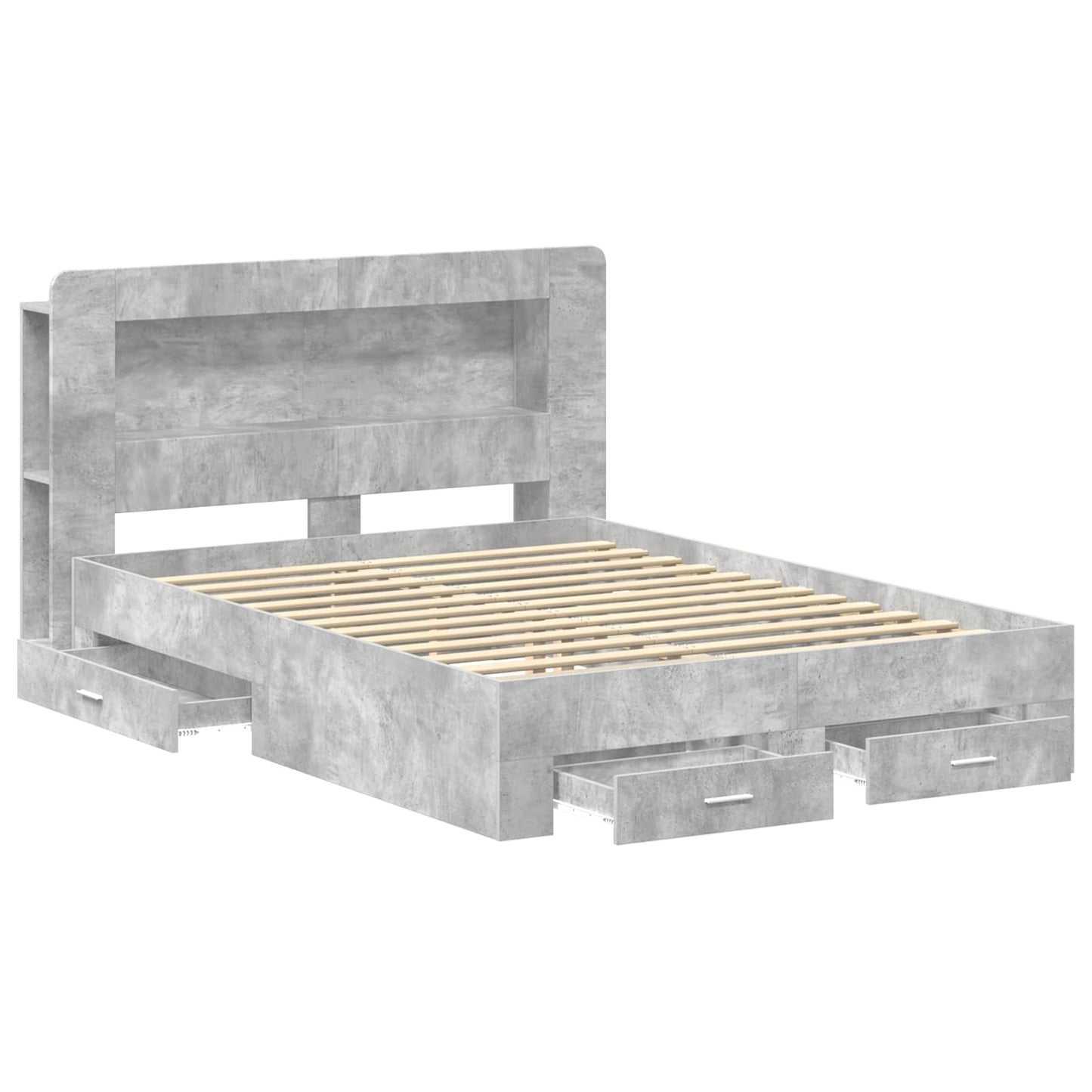 vidaXL Bed Frame with Storage Concrete Grey 150 x 200 cm
