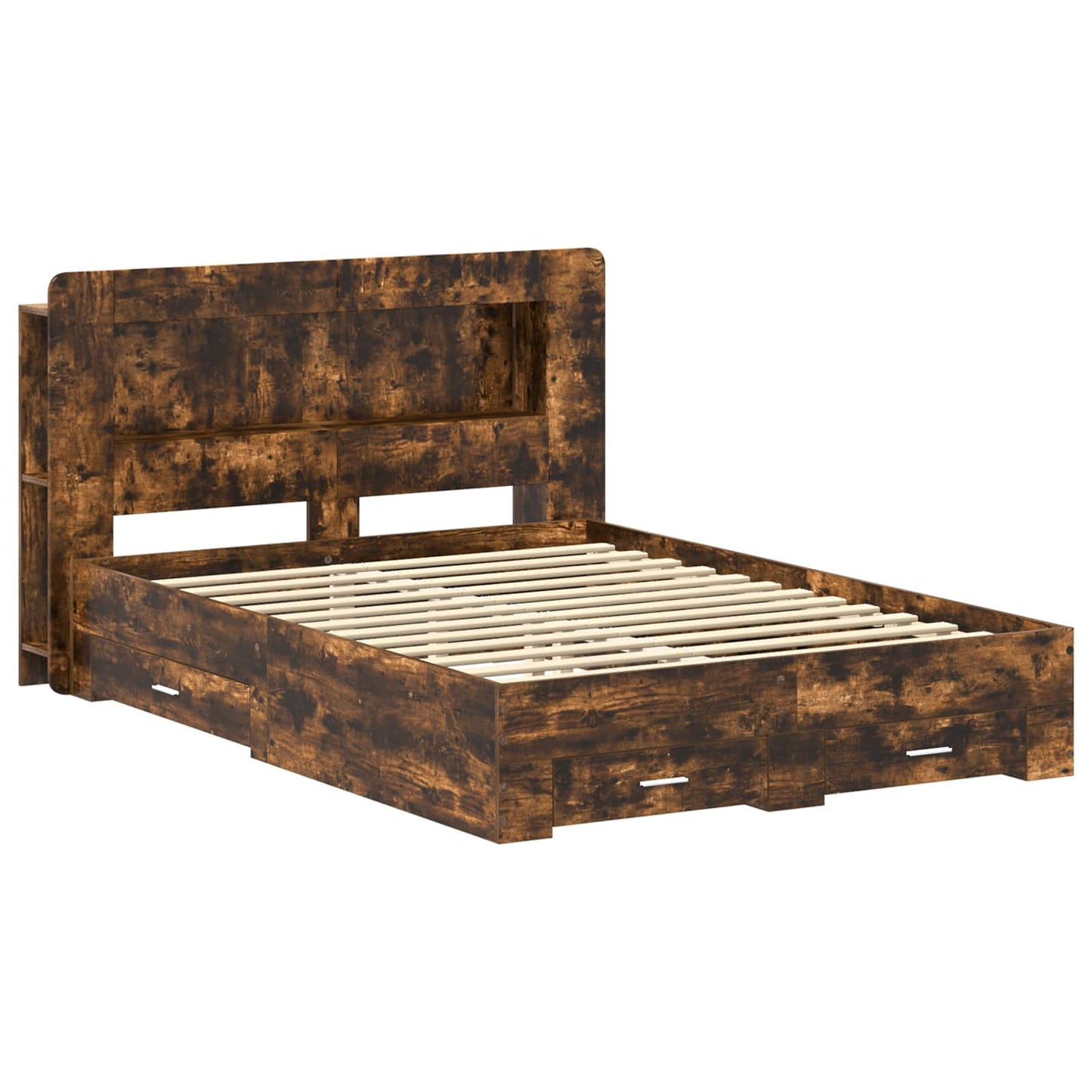vidaXL Bed Frame with Storage Smoked Oak 150 x 200 cm Engineered Wood