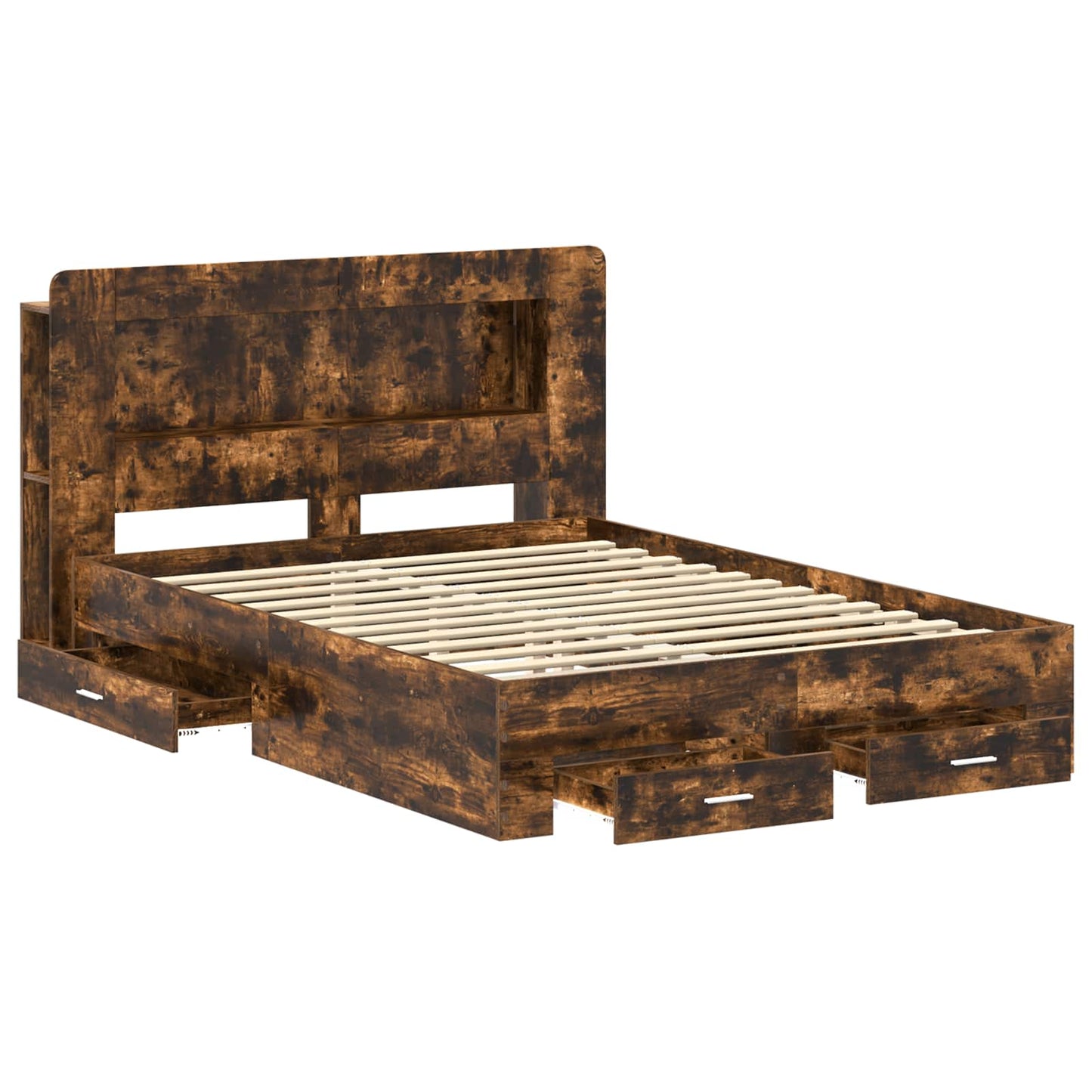 vidaXL Bed Frame with Storage Smoked Oak 150 x 200 cm Engineered Wood