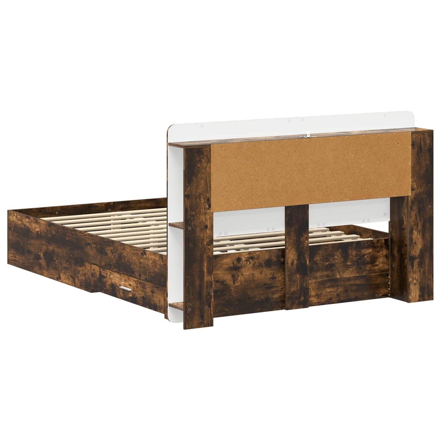 vidaXL Bed Frame with Storage Smoked Oak 150 x 200 cm Engineered Wood