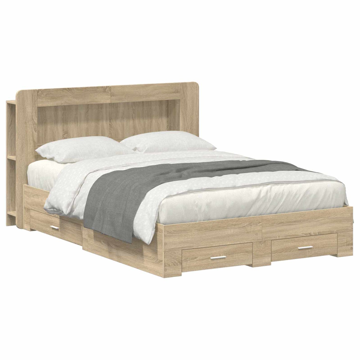 vidaXL Bed Frame with Storage Sonoma Oak 150 x 200 cm Engineered Wood