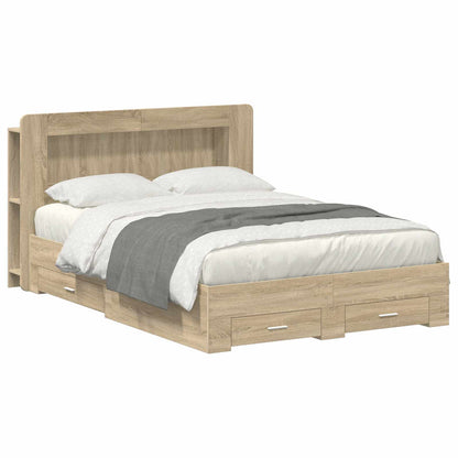 vidaXL Bed Frame with Storage Sonoma Oak 150 x 200 cm Engineered Wood