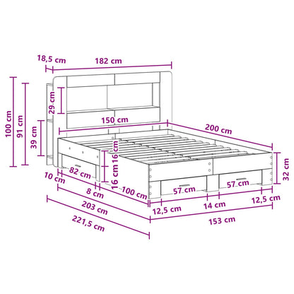 vidaXL Bed Frame with Storage Sonoma Oak 150 x 200 cm Engineered Wood