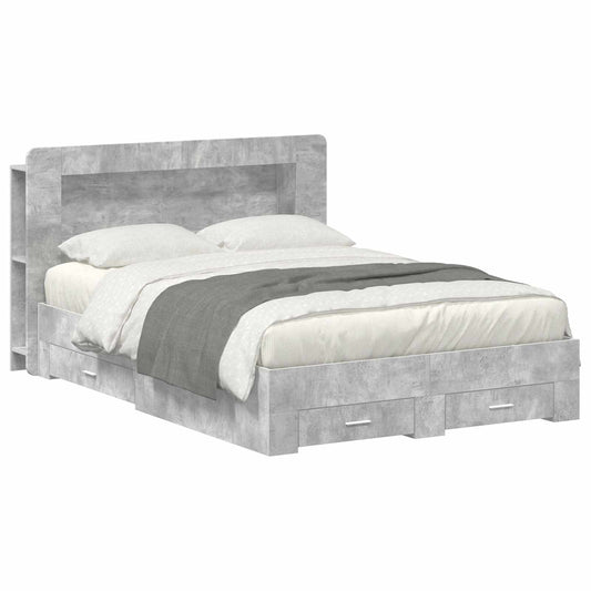 vidaXL Bed Frame with Storage Concrete Grey 160 x 200 cm