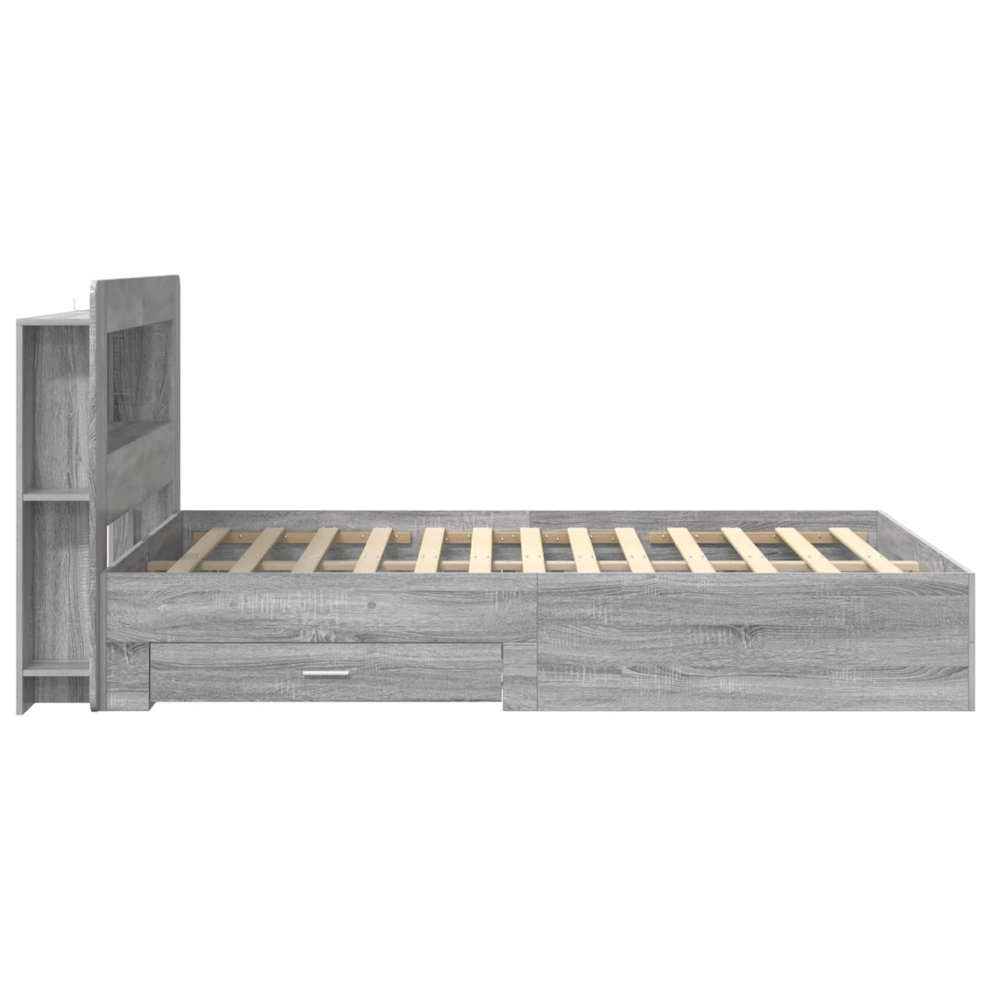 vidaXL Bed Frame with Storage Grey Sonoma 160 x 200 cm Engineered Wood