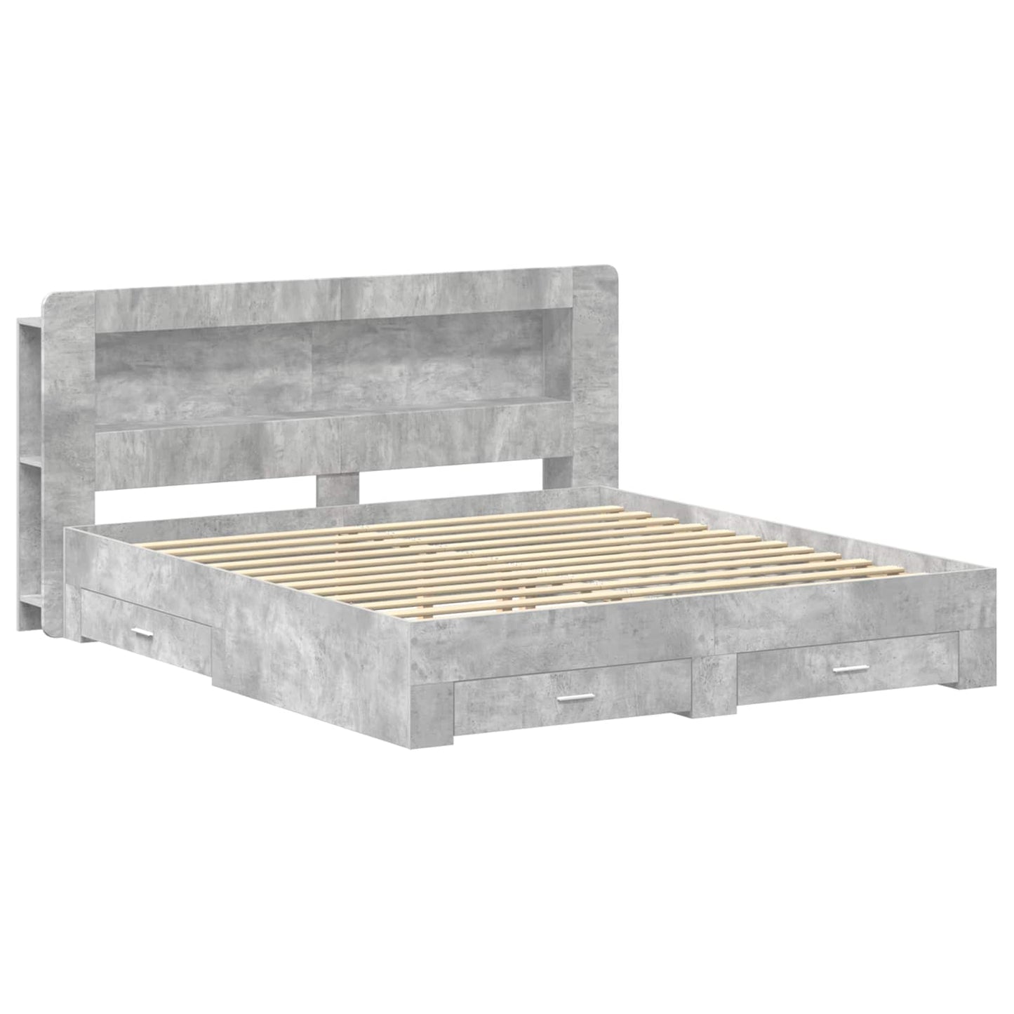 vidaXL Bed Frame with Storage Concrete Grey 200 x 200 cm