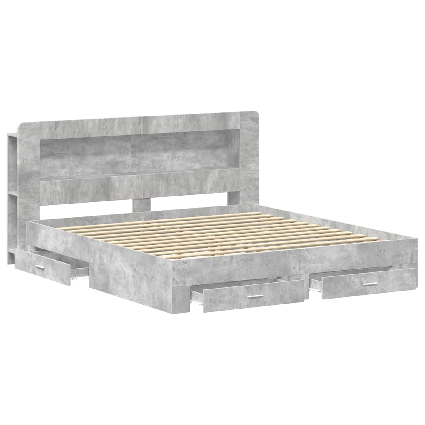 vidaXL Bed Frame with Storage Concrete Grey 200 x 200 cm