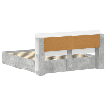 vidaXL Bed Frame with Storage Concrete Grey 200 x 200 cm
