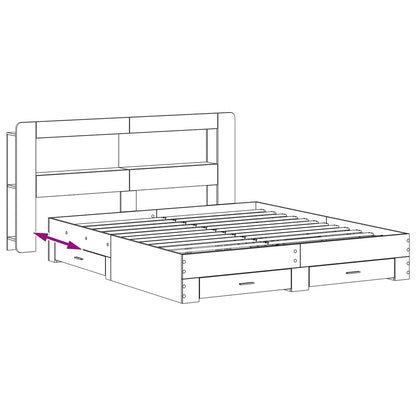 vidaXL Bed Frame with Storage Concrete Grey 200 x 200 cm