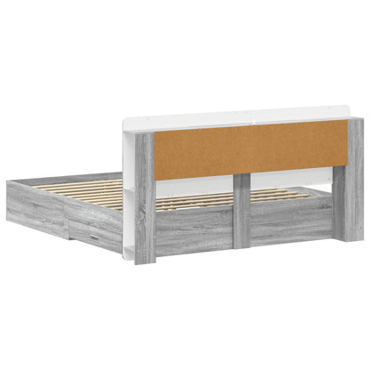 vidaXL Bed Frame with Storage Grey Sonoma 200 x 200 cm Engineered Wood