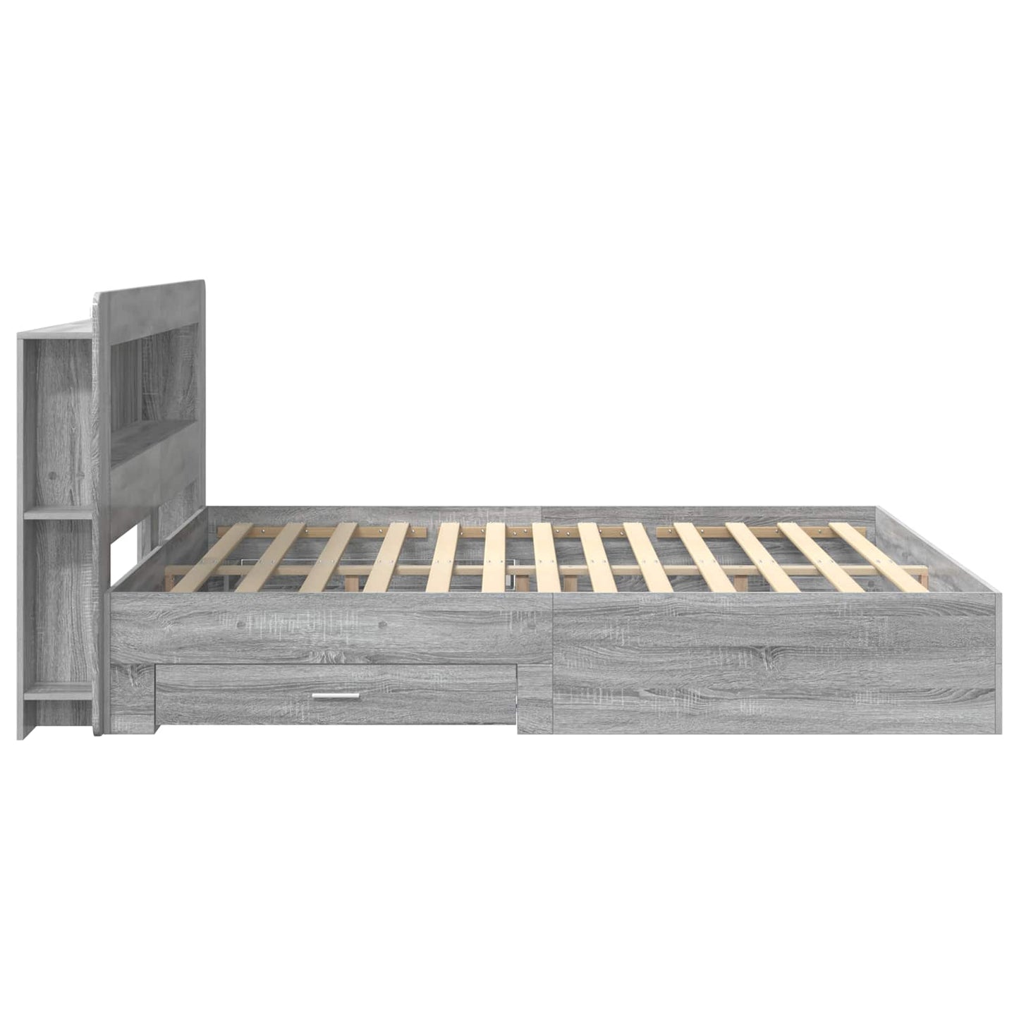 vidaXL Bed Frame with Storage Grey Sonoma 200 x 200 cm Engineered Wood