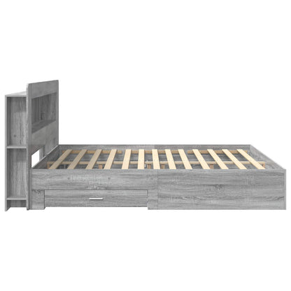 vidaXL Bed Frame with Storage Grey Sonoma 200 x 200 cm Engineered Wood