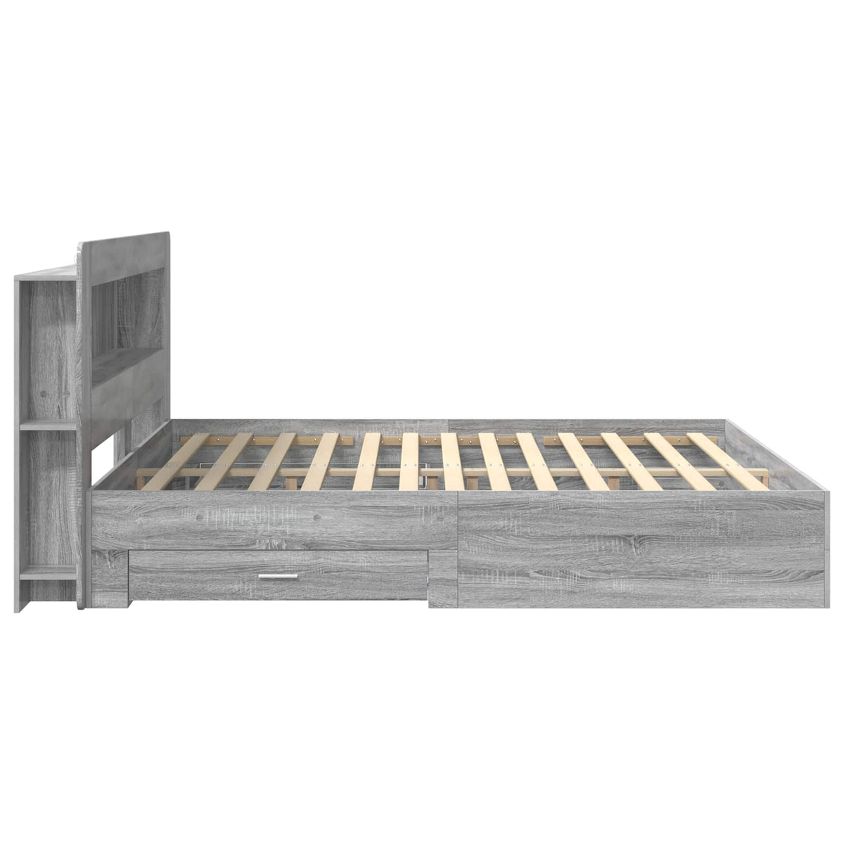 vidaXL Bed Frame with Storage Grey Sonoma 200 x 200 cm Engineered Wood