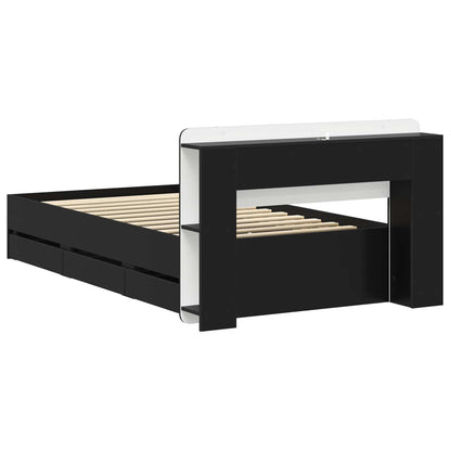 vidaXL Bed Frame with Storage Black 75 x 190 cm Engineered Wood