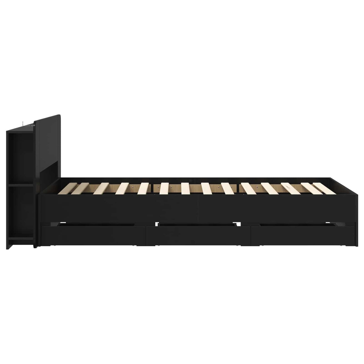 vidaXL Bed Frame with Storage Black 75 x 190 cm Engineered Wood