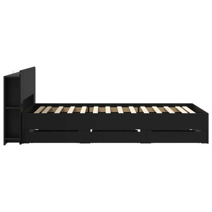 vidaXL Bed Frame with Storage Black 75 x 190 cm Engineered Wood
