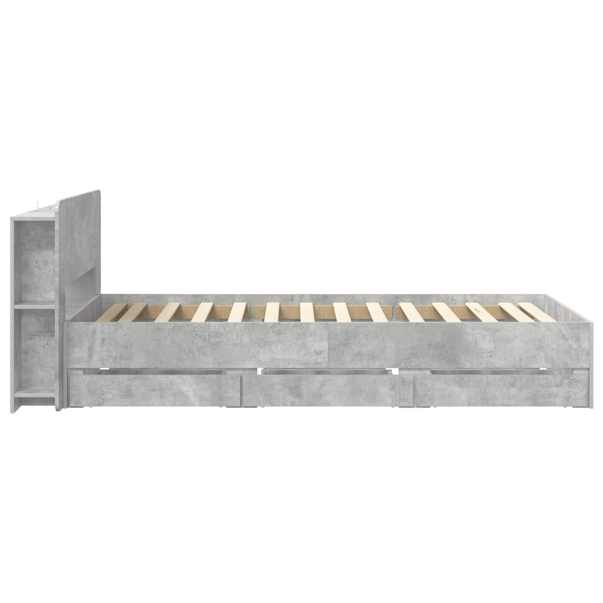 vidaXL Bed Frame with Storage and Headboard Concrete Grey 75 x 190 cm