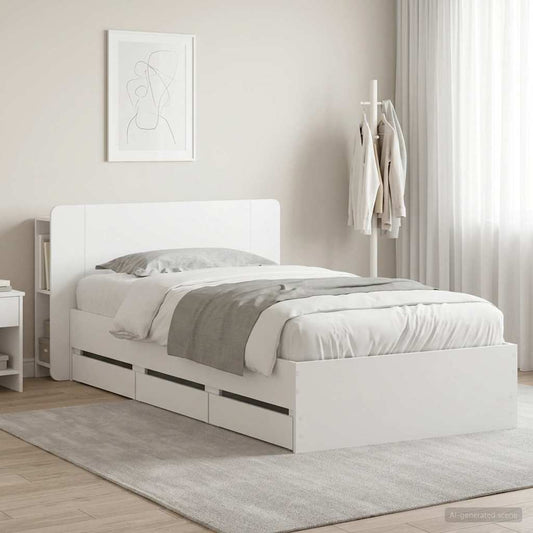 vidaXL Bed Frame with Storage White 75 x 190 cm Engineered Wood