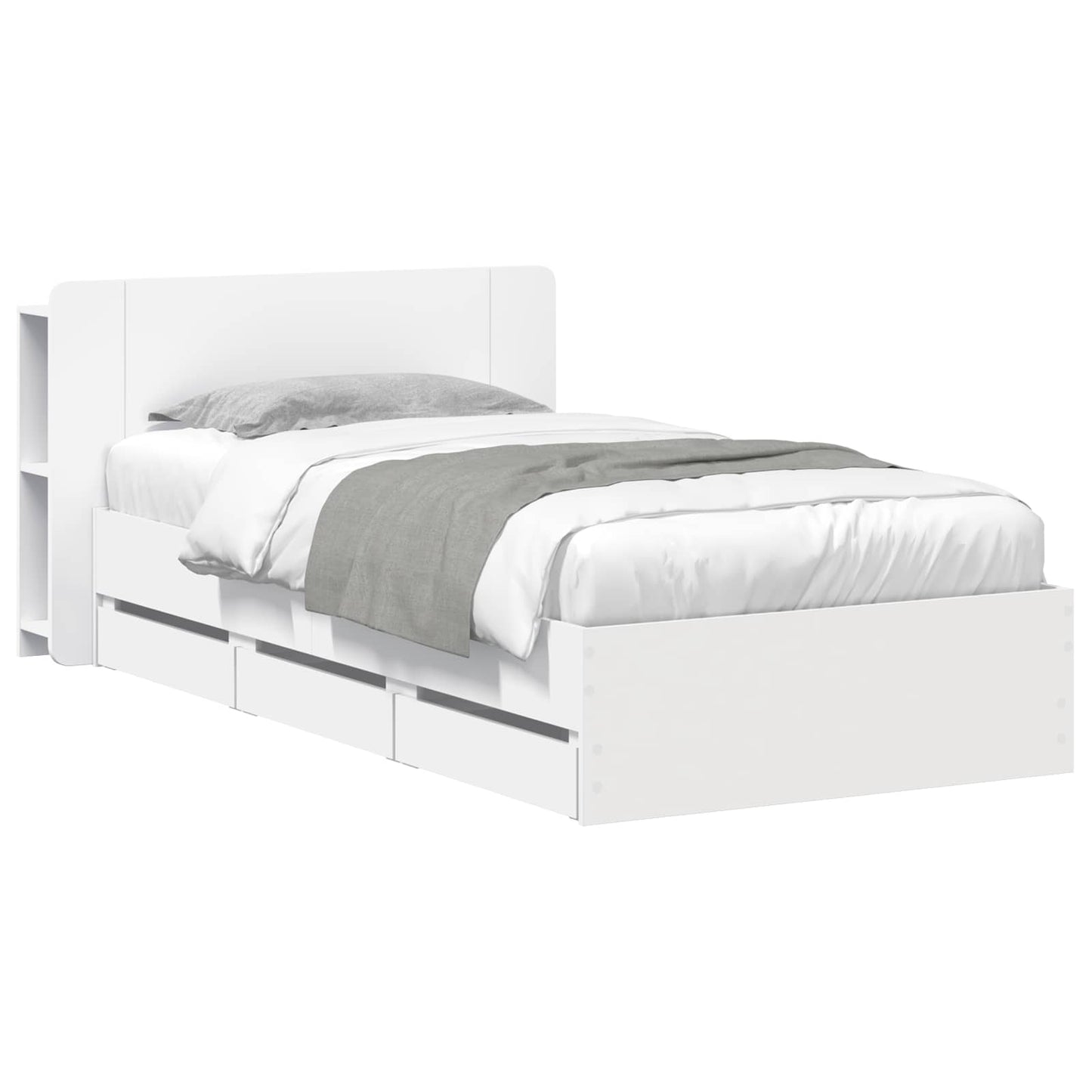 vidaXL Bed Frame with Storage White 75 x 190 cm Engineered Wood