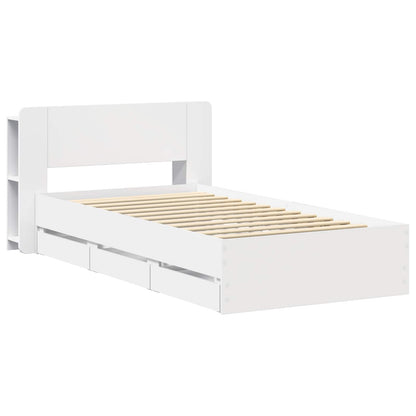vidaXL Bed Frame with Storage White 75 x 190 cm Engineered Wood