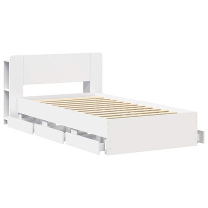 vidaXL Bed Frame with Storage White 75 x 190 cm Engineered Wood
