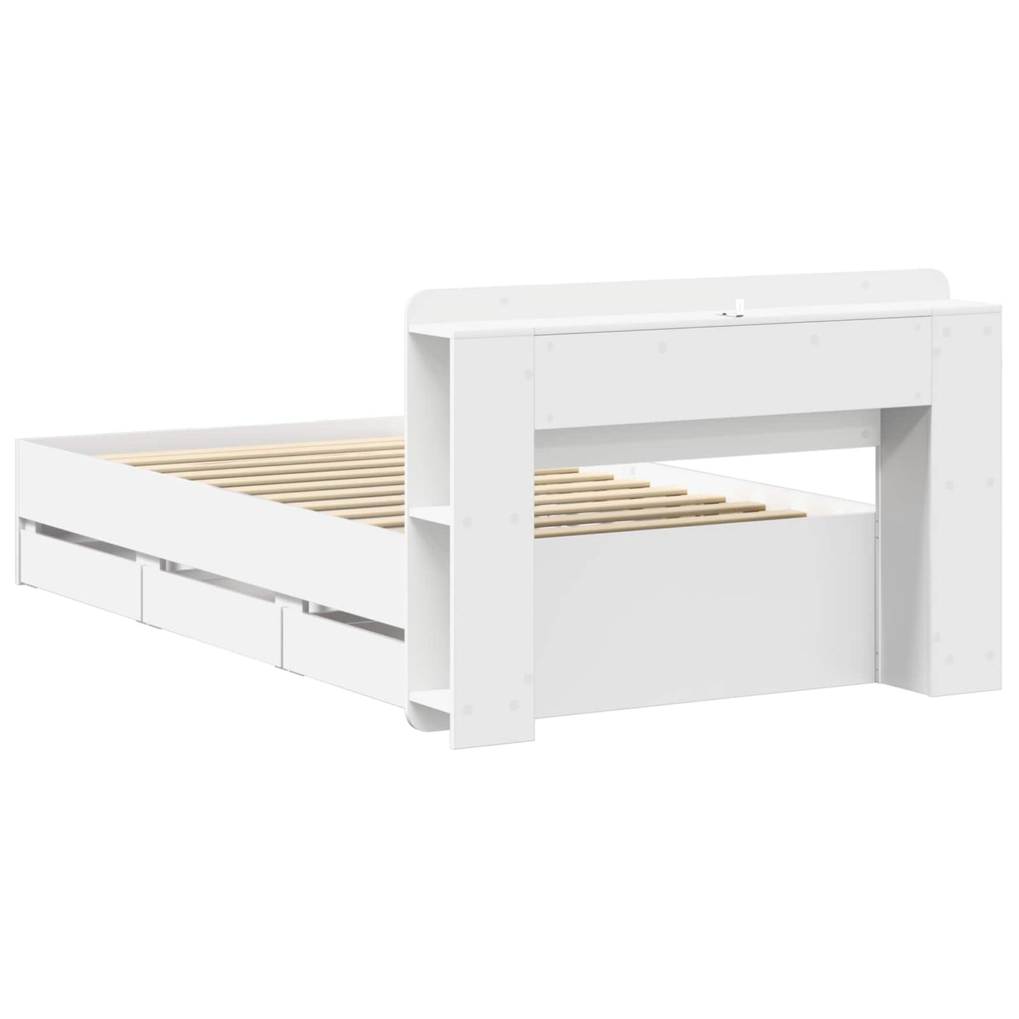 vidaXL Bed Frame with Storage White 75 x 190 cm Engineered Wood