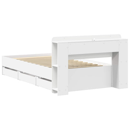 vidaXL Bed Frame with Storage White 75 x 190 cm Engineered Wood