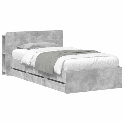 vidaXL Bed Frame with Storage with Headboard Concrete Grey 80 x 200 cm