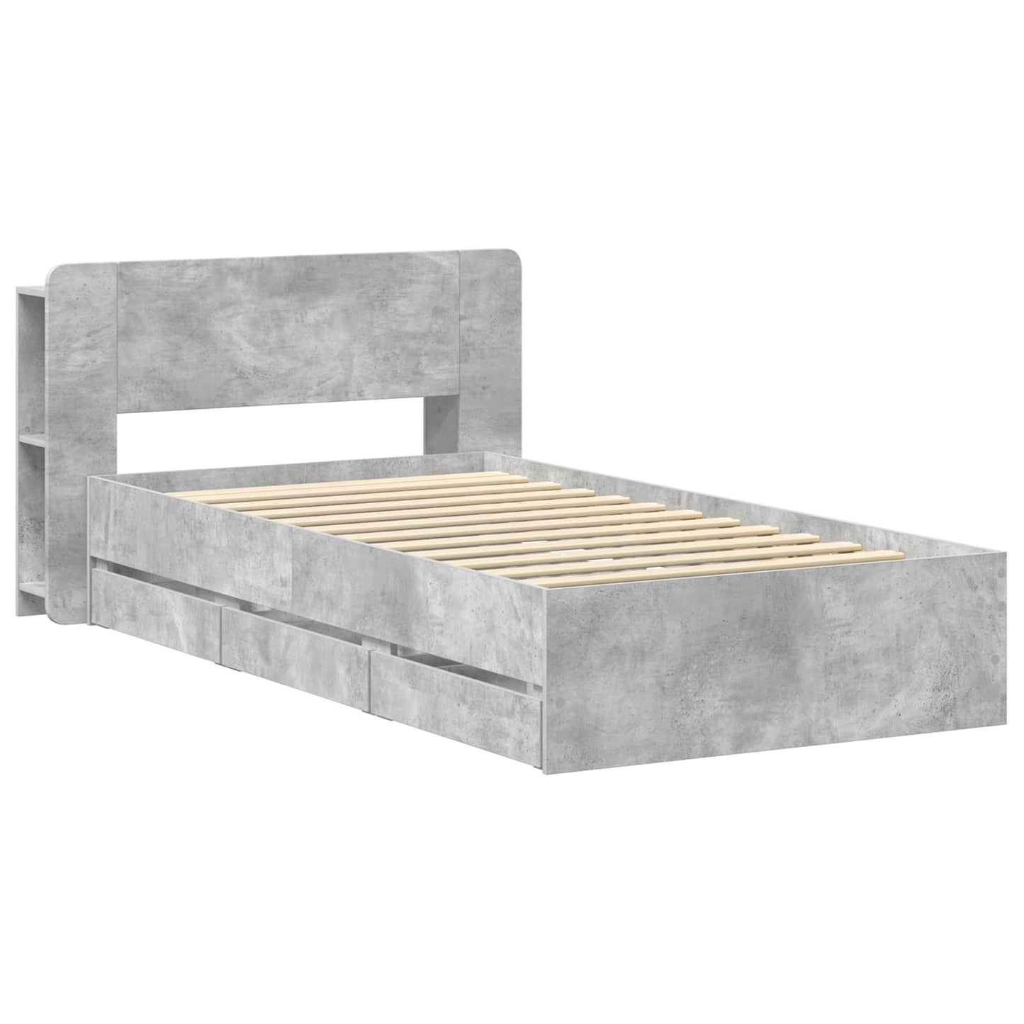 vidaXL Bed Frame with Storage with Headboard Concrete Grey 80 x 200 cm