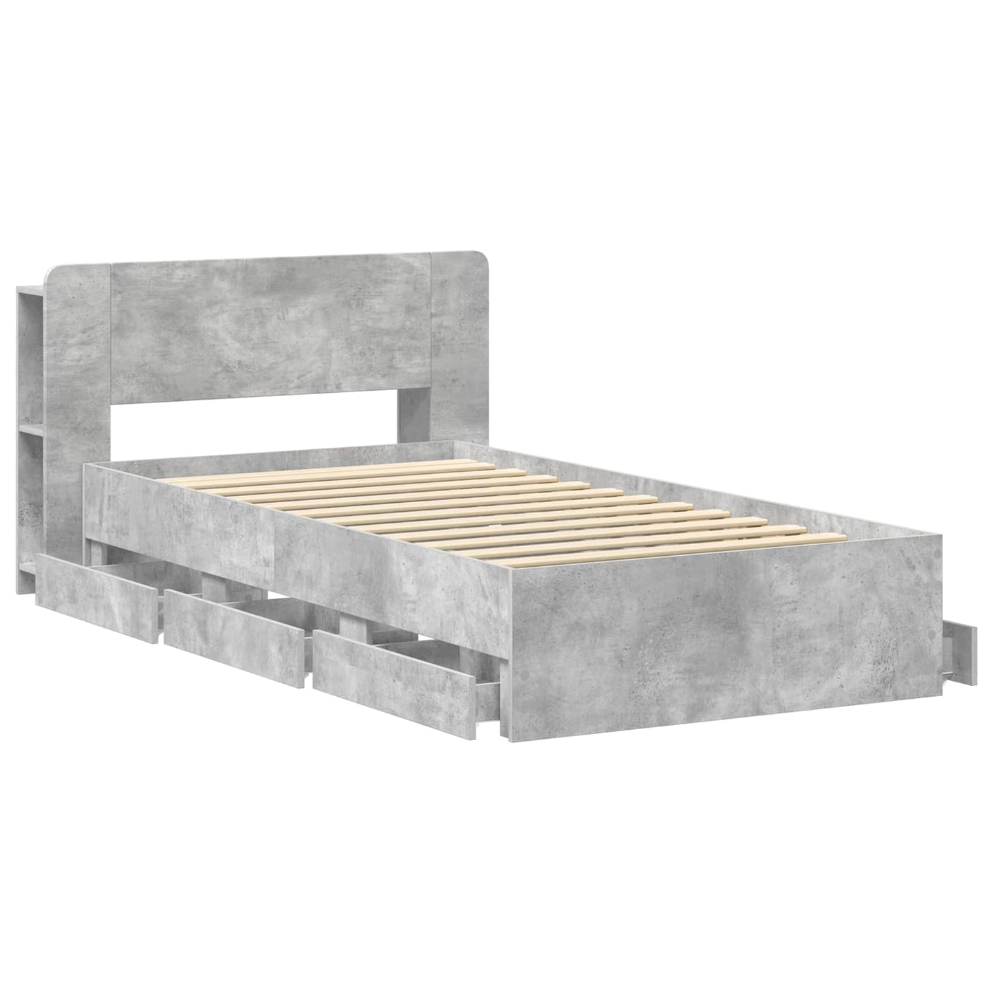 vidaXL Bed Frame with Storage with Headboard Concrete Grey 80 x 200 cm