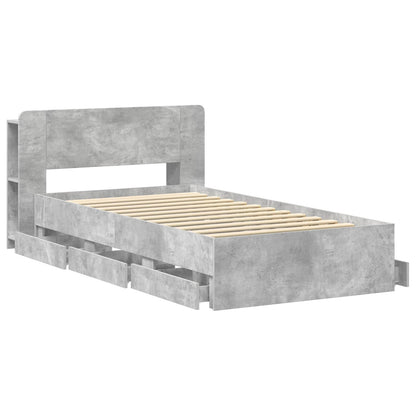 vidaXL Bed Frame with Storage with Headboard Concrete Grey 80 x 200 cm