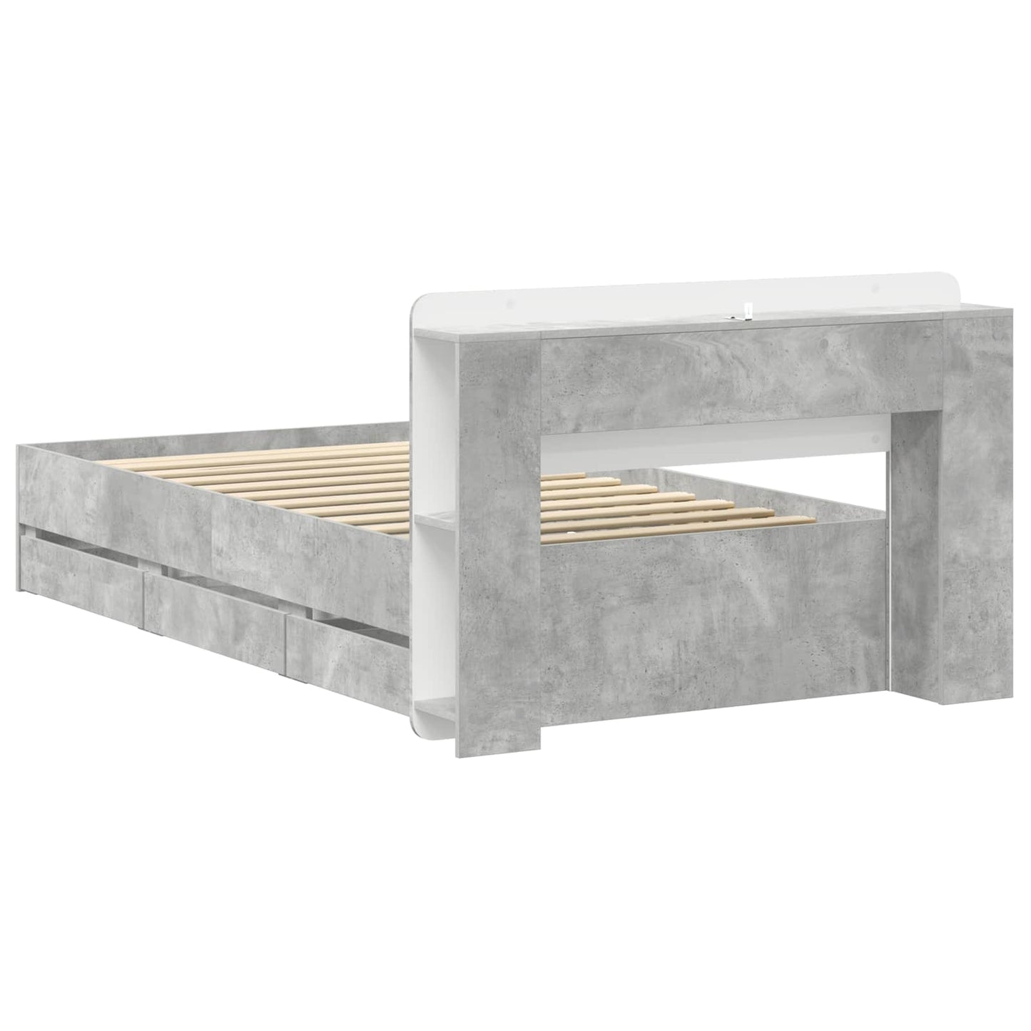 vidaXL Bed Frame with Storage with Headboard Concrete Grey 80 x 200 cm