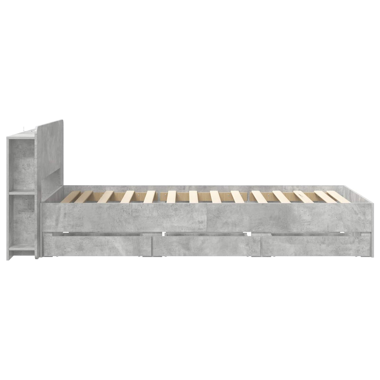vidaXL Bed Frame with Storage with Headboard Concrete Grey 80 x 200 cm
