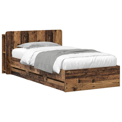 vidaXL Bed Frame with Storage Old Wood 80 x 200 cm Engineered Wood
