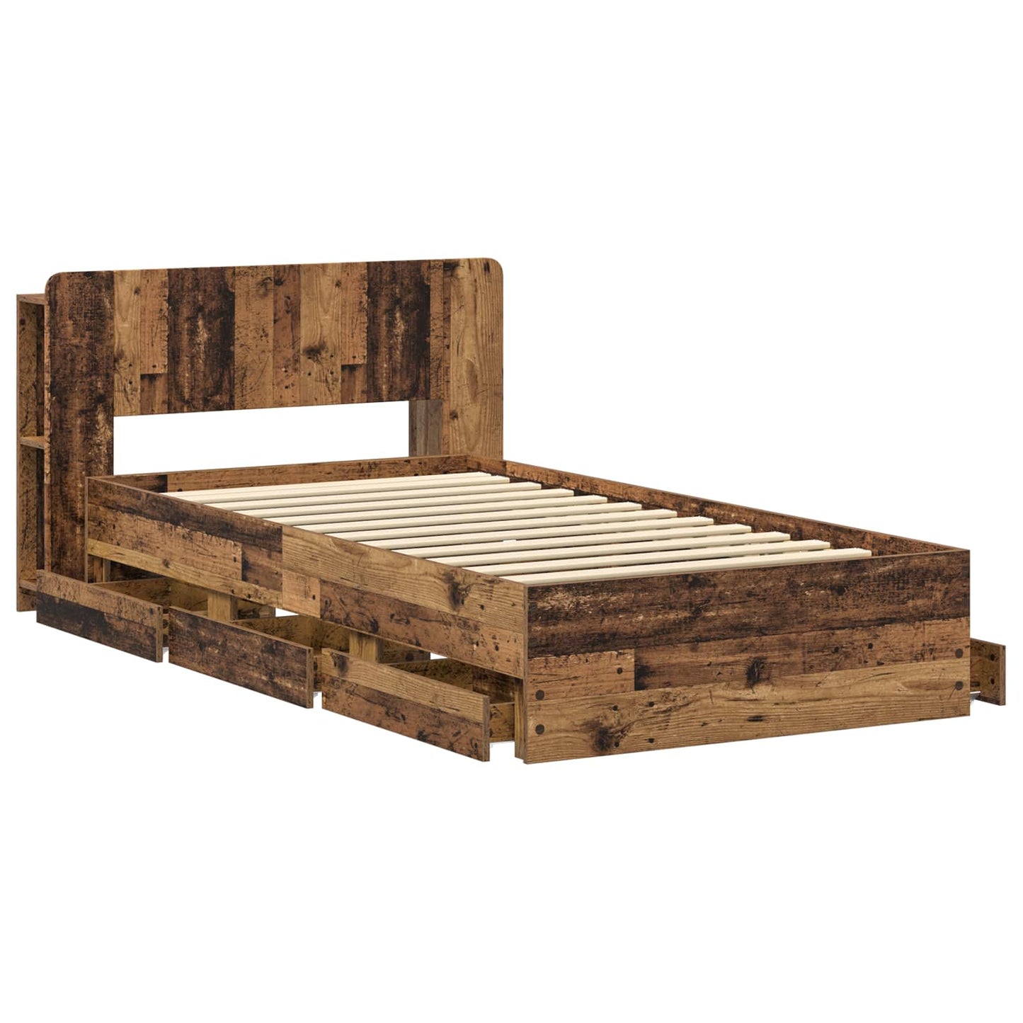 vidaXL Bed Frame with Storage Old Wood 80 x 200 cm Engineered Wood