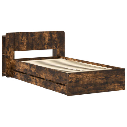 vidaXL Bed Frame with Storage and Headboard Smoked Oak 80 x 200 cm