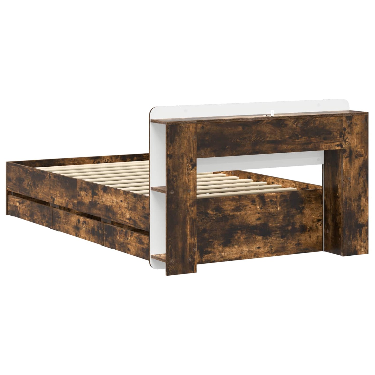 vidaXL Bed Frame with Storage and Headboard Smoked Oak 80 x 200 cm