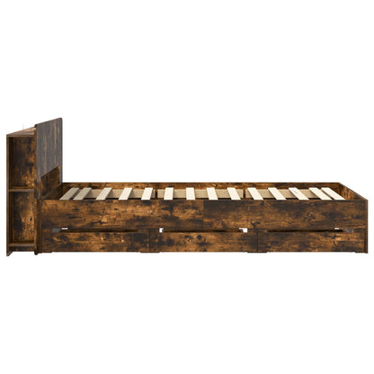 vidaXL Bed Frame with Storage and Headboard Smoked Oak 80 x 200 cm